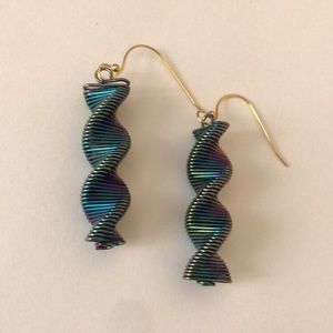 18k gold plated hung metallic DNA strand earrings